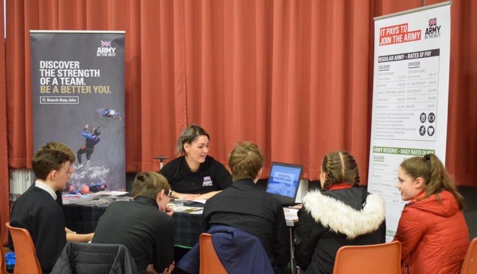 Army information stand at a school in Ayrshire