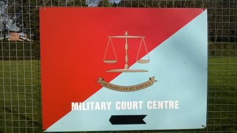 Sign outside Bulford Military Court in Wiltshire
