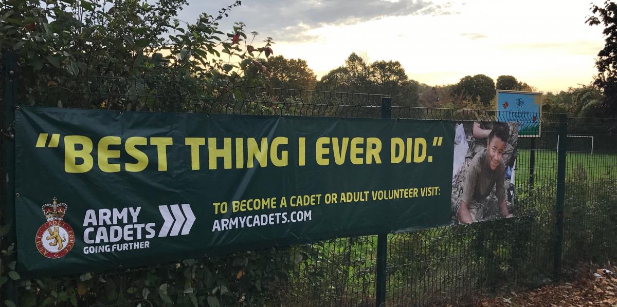 Banner promoting Army Cadets
