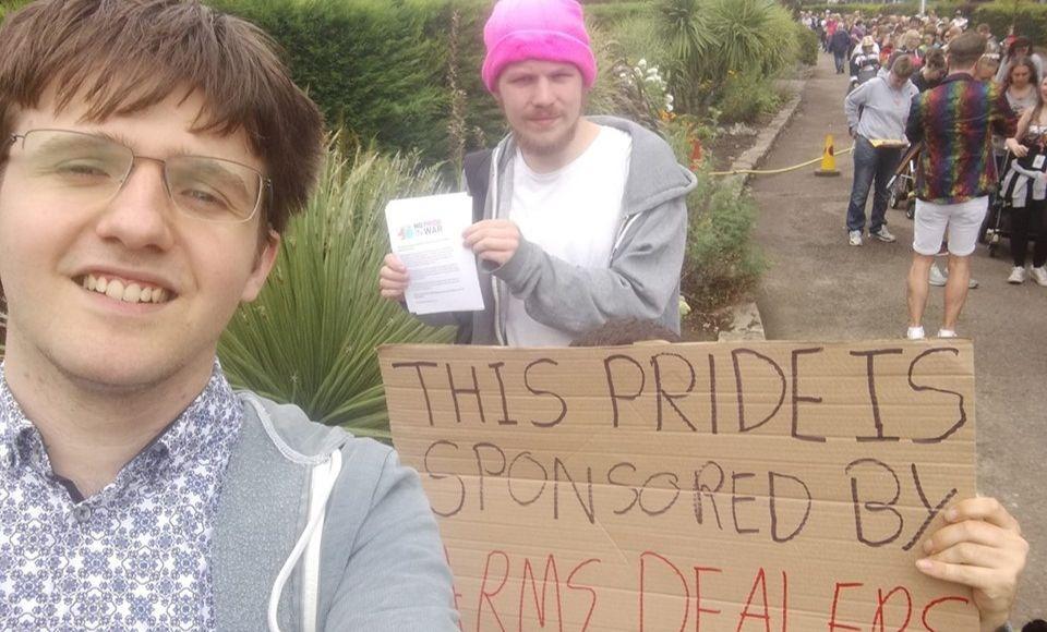 Anti-BAE placard at Pride in Surrey